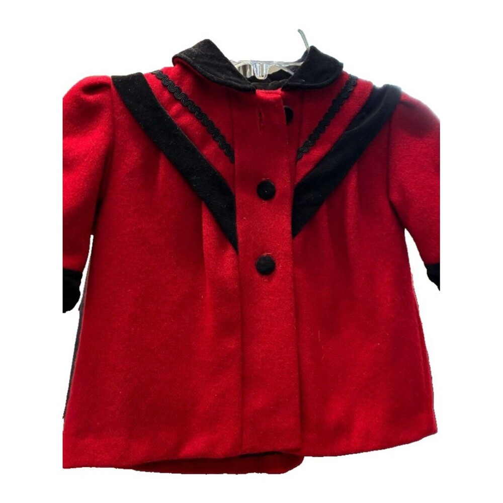 Doren Girls Wool Coat Red/Black Size 2T